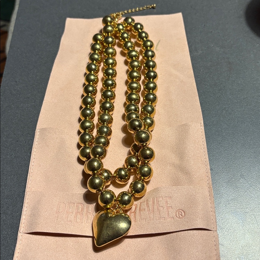 Pebby Forevee Gold Beaded Heart Necklace